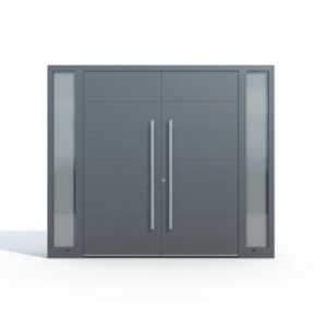 Porte d’entrée aluminium Schüco ADS 60 CH 2 vantaux + 2 tierces